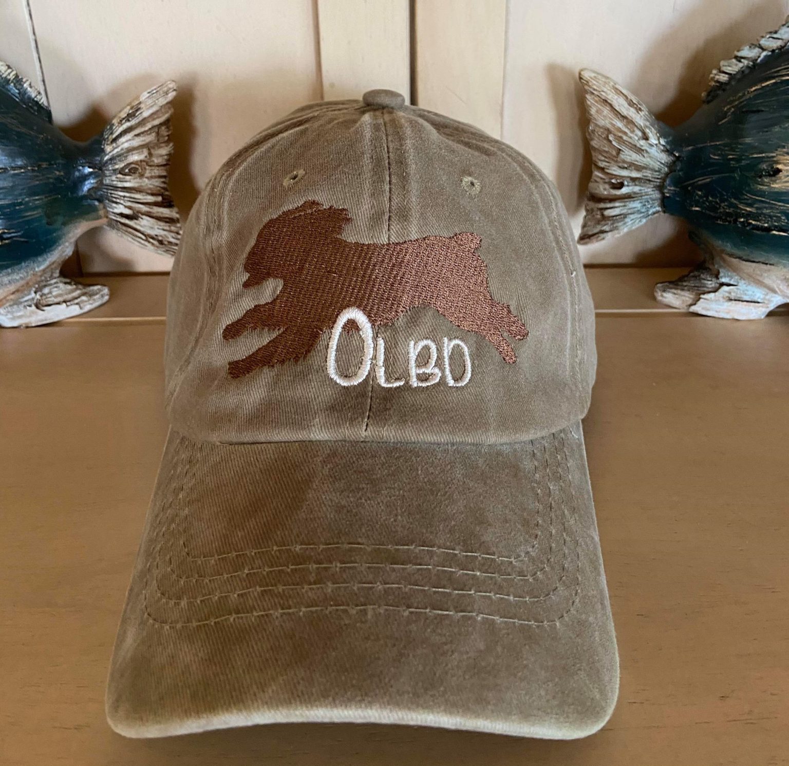 OLBD Trucker Hat (Khaki/White Mesh) w/Running Dog Logo Operation